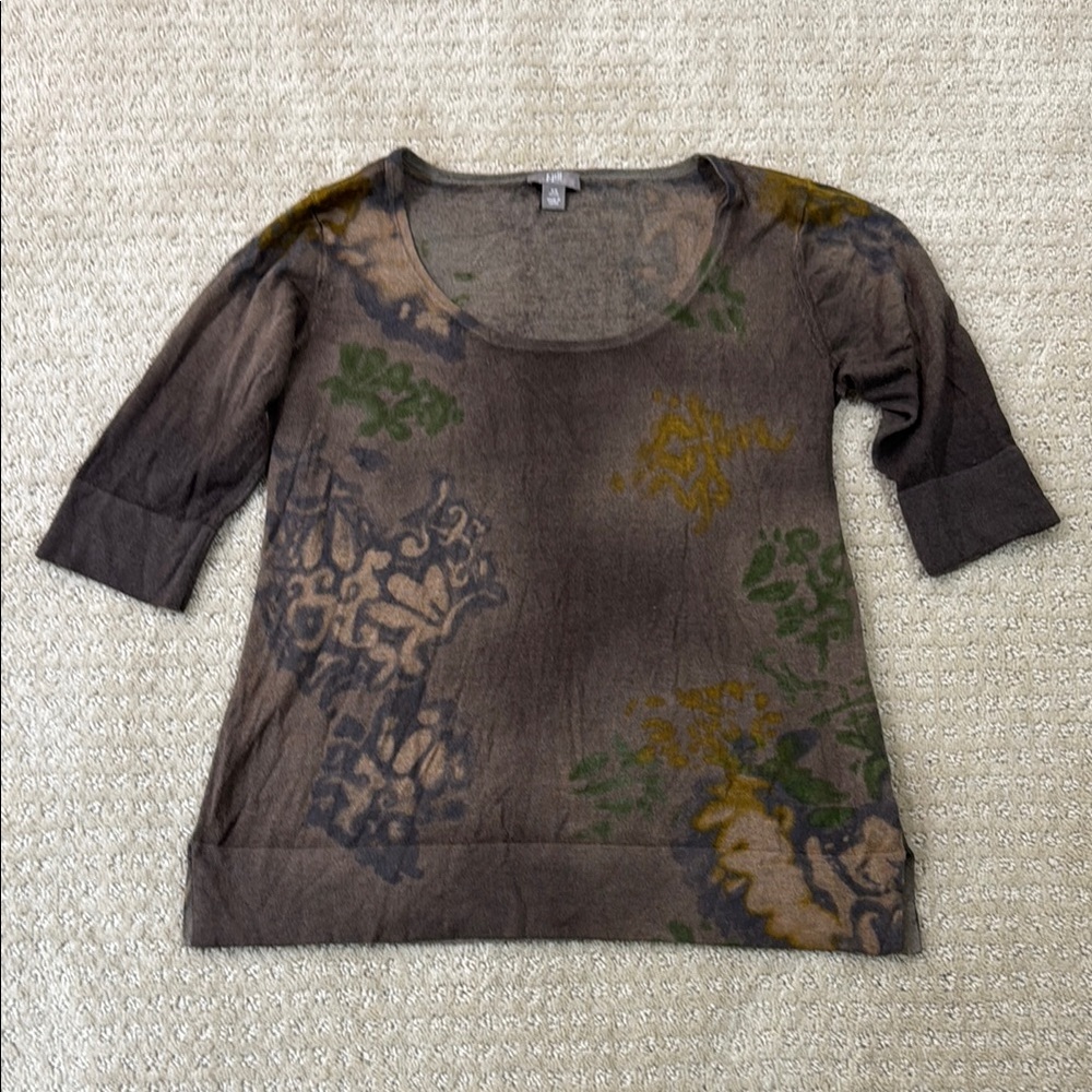 🟢 5/$25 J. Jill | Silk Cotton Cashmere Half Sleeve Brown Knit Top | Size XSp